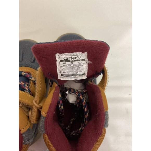 Carters Toddler Boys Frederick Brown & Navy Winter Boots Size 5M With Velcro Str - Picture 5 of 6